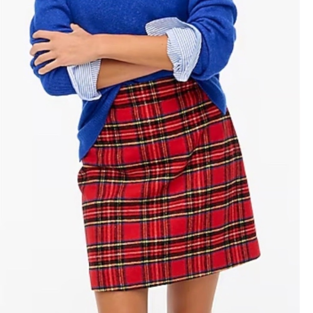 J. Crew Red and Black Mini A-Line Skirt